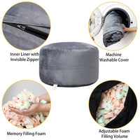 Pouf Garvee de 120 cm en mousse à mémoire de forme, grand format, style canapé, housse douce en microfibre, amovible, gris, pour le salon et la détente