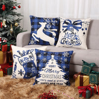 Housses de coussin de Noël Garvee 45 x 45 cm, motif cerf et clochette, polyester, fermeture éclair invisible, ensemble de 4 pièces, décoration pour salon et chambre