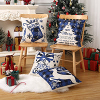 Housses de coussin de Noël Garvee 45 x 45 cm, motif cerf et clochette, polyester, fermeture éclair invisible, ensemble de 4 pièces, décoration pour salon et chambre