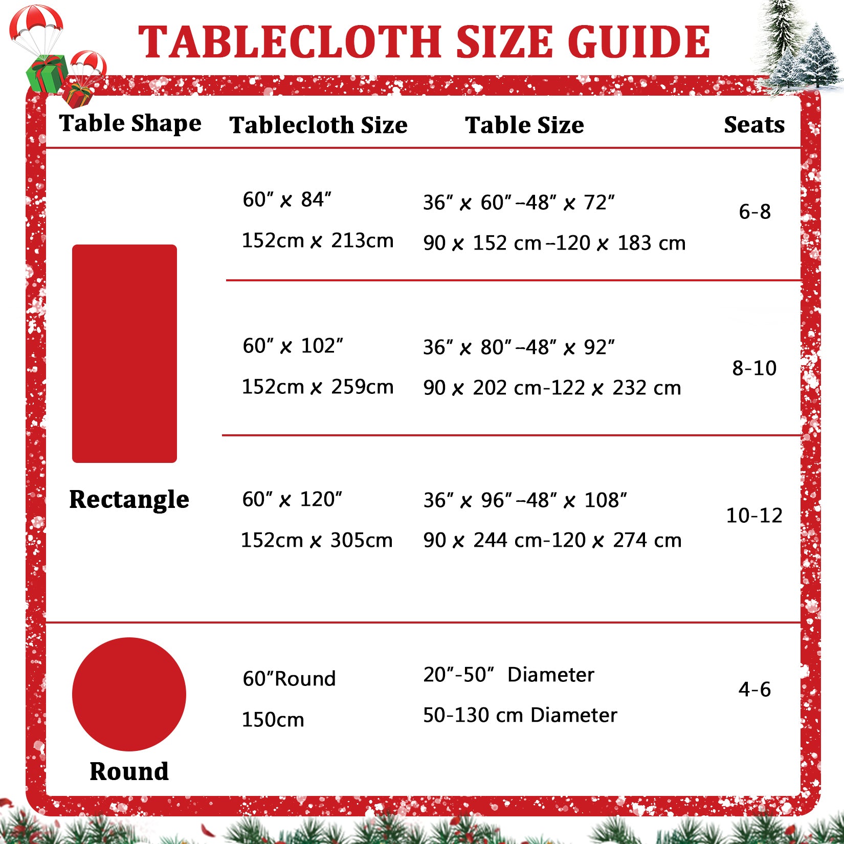 Chemin de table rond Garvee pour Noël, imperméable et lavable, décoratif pour la cuisine et les fêtes.