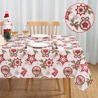 Nappe de Noël Garvee 132 x 229 cm (52 x 90 pouces) en polyester résistant à l'huile et aux plis, facile à nettoyer, motif festif rectangulaire, pour intérieur et extérieur.