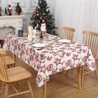 Nappe de Noël Garvee 132 x 229 cm (52 x 90 pouces) en polyester résistant à l'huile et aux plis, facile à nettoyer, motif festif rectangulaire, pour intérieur et extérieur.