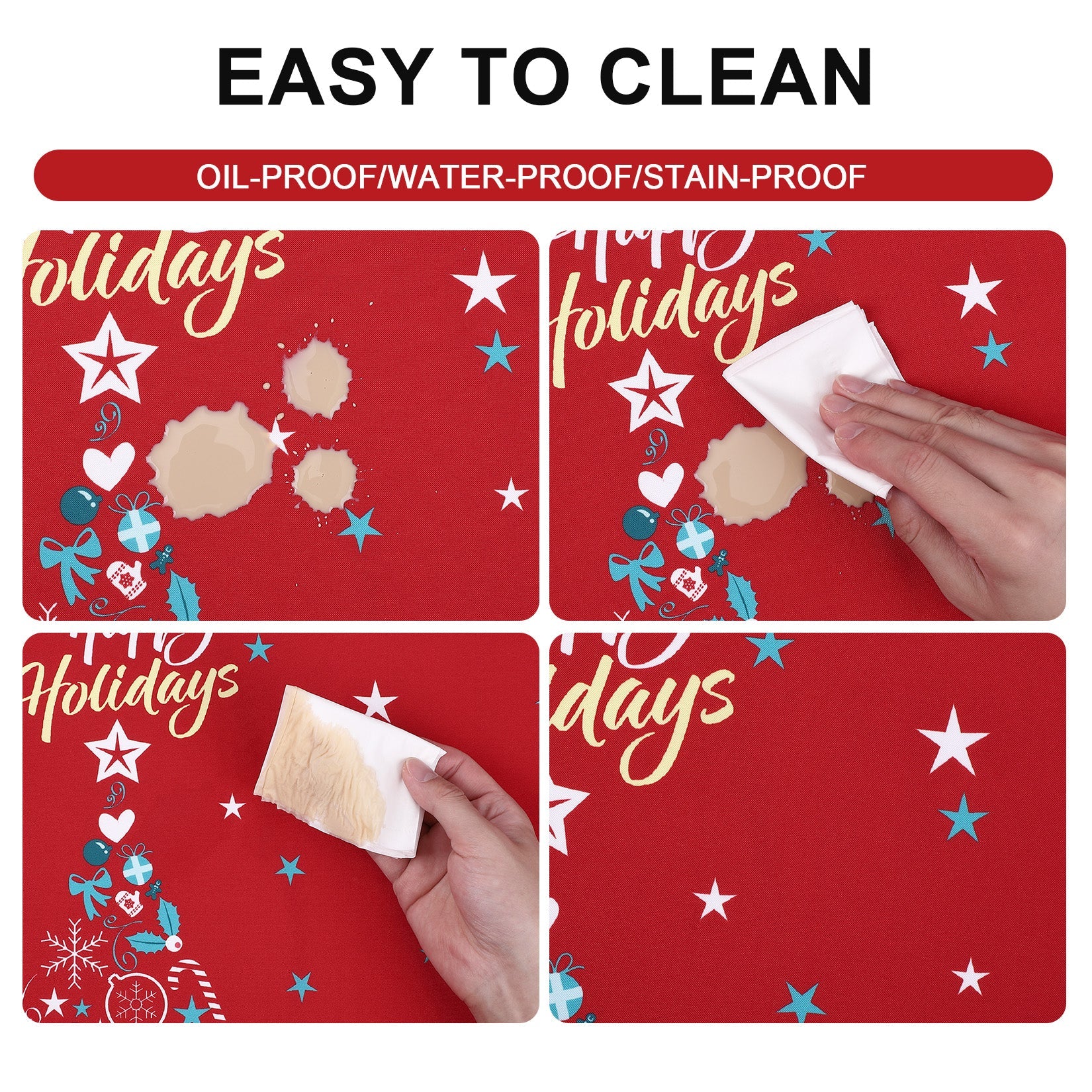 Chemin de table rond Garvee pour Noël, imperméable et lavable, décoratif pour la cuisine et les fêtes.