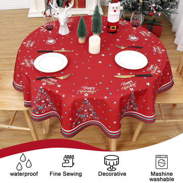 Chemin de table rond Garvee pour Noël, imperméable et lavable, décoratif pour la cuisine et les fêtes.