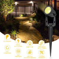 Garvee Lot de 6 projecteurs de jardin avec alimentation, portée de 21 m, étanchéité IP65, rotation à 270°, blanc chaud, pour arbres et terrasse. Idéal pour le jardin et la cour