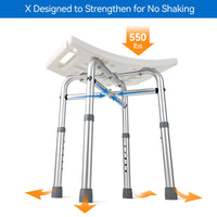 Banc de douche Garvee à hauteur réglable avec pieds antidérapants pour personnes âgées et personnes handicapées, siège ergonomique, aluminium, stable, 250 kg, gris