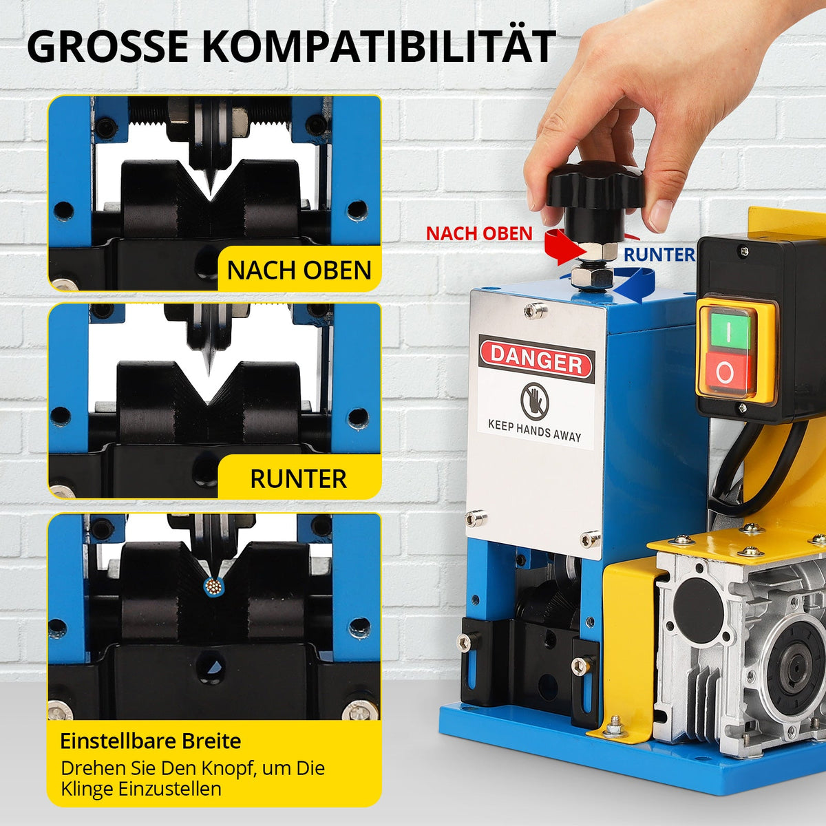 Machine à dénuder les câbles GARVEE, diamètre de dénudage 1,5-25 mm, machine à dénuder électrique, vitesse de dénudage 18 m/min, outil professionnel de dénudage de câbles pour le recyclage des fils de cuivre