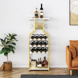 Garvee Casier à vin wandmontiert gold - porte-verres et étagère - métal doré et planche pb blanche - cuisine, bar, salon - 67,5 × 32 cm - design moderne et luxe - Doré