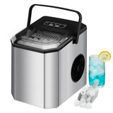 Machine à glaçons GARVEE, 12 kg/24 h, produit 9 glaçons en 6 minutes, avec pelle et panier à glaçons, autonettoyante, en acier inoxydable, idéale pour les fêtes, les bureaux, les bars et les camping-cars.
