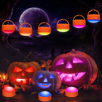 Lanternes citrouilles LED Garvee Halloween, couleurs RGB changeantes, télécommande, minuterie, en plastique, fonctionne à piles, lot de 6, multicolores