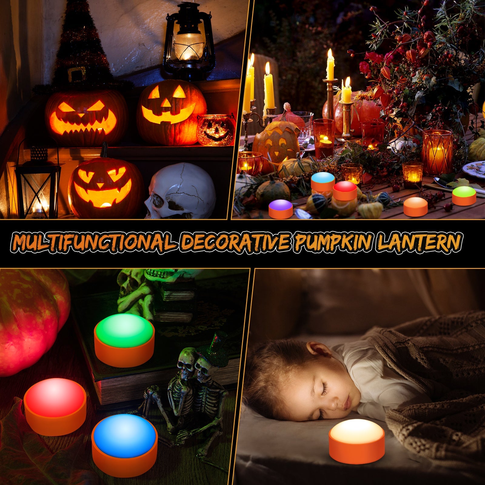 Lanternes citrouilles LED Garvee Halloween, couleurs RGB changeantes, télécommande, minuterie, en plastique, fonctionne à piles, lot de 6, multicolores
