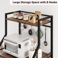 Étagère de cuisine Garvee sur pied avec 2 grands paniers métalliques, 5 niveaux, robuste et durable, idéale pour le rangement en cuisine ou dans un coin café, en MDF et acier.