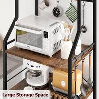 Étagère de cuisine Garvee sur pied avec 2 grands paniers métalliques, 5 niveaux, robuste et durable, idéale pour le rangement en cuisine ou dans un coin café, en MDF et acier.