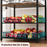 Étagère de cuisine Garvee sur pied avec 2 grands paniers métalliques, 5 niveaux, robuste et durable, idéale pour le rangement en cuisine ou dans un coin café, en MDF et acier. - rouge