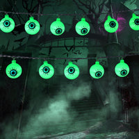 Guirlande lumineuse Garvee Halloween en forme d'yeux verts, 5 m, 30 LED, à piles, étanche, avec télécommande, pour fêtes intérieures et extérieures