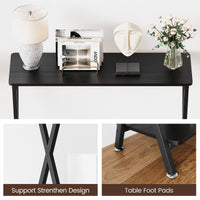 Table d'appoint Garvee, étroite et allongée, à 2 niveaux, style industriel, en MDF, bois et métal, robuste, en forme de X, réglable, idéale pour le salon ou l'entrée, noire.