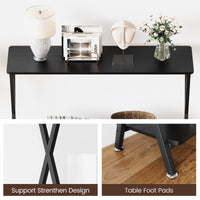 Table d'appoint Garvee, étroite et allongée, à 2 niveaux, style industriel, en MDF, bois et métal, en forme de X, stable, pieds réglables, idéale pour le salon ou l'entrée, noire.