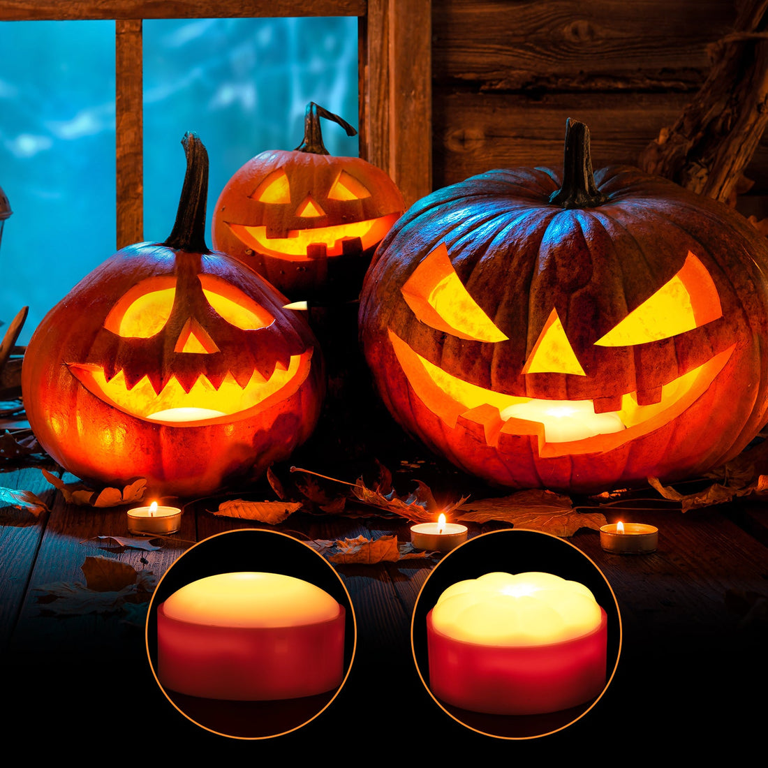 Guirlandes lumineuses LED sans flamme Garvee pour Halloween - Lot de 6 en plastique - Intensité réglable avec télécommande et minuterie - Fonctionne sur piles