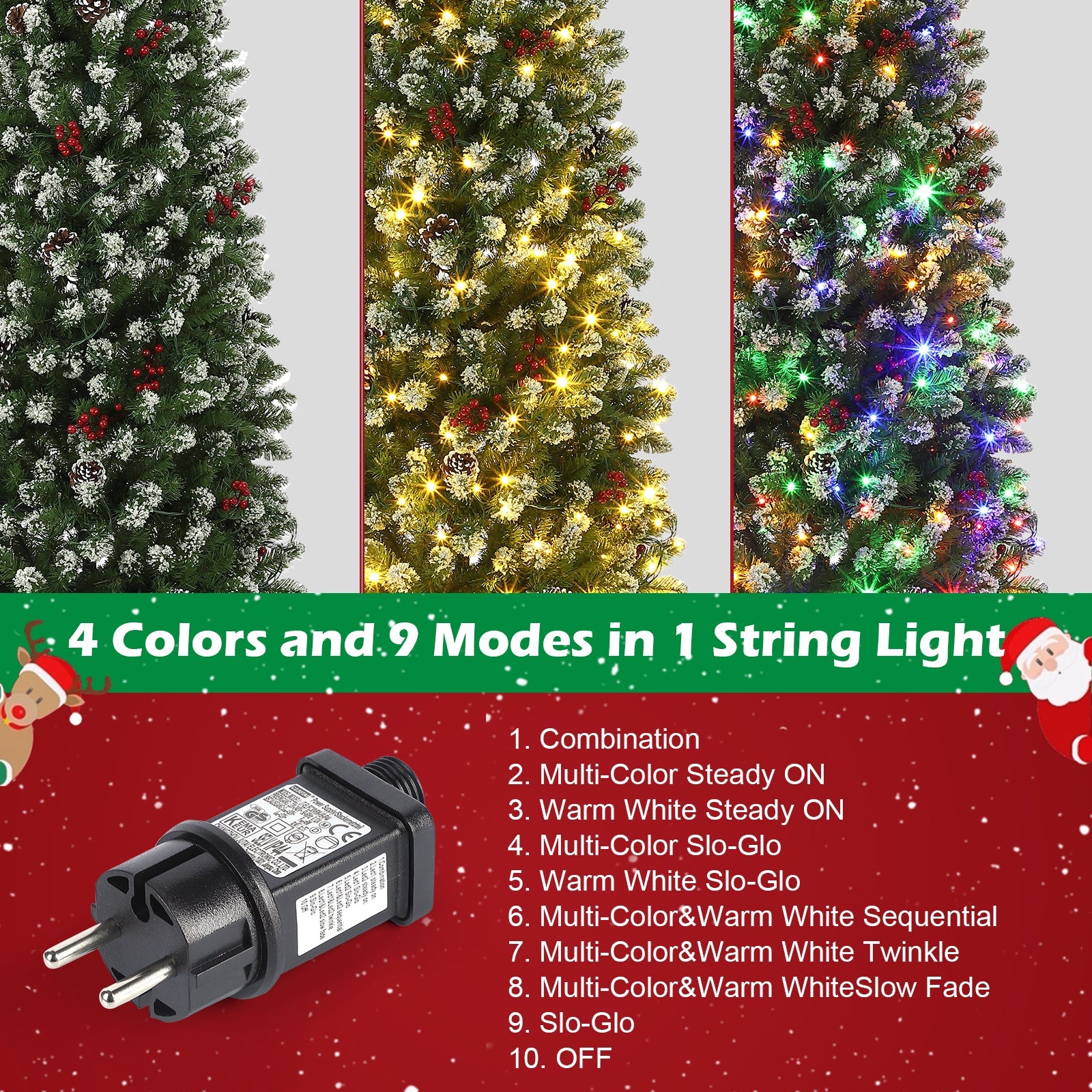 Sapin de Noël Garvee 230 cm avec support en métal - Éclairage LED bicolore à 8 modes pour une ambiance de Noël magique