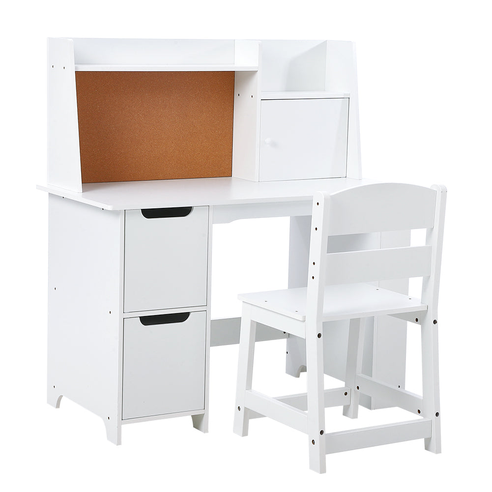 Garvee Bureau enfant blanc avec chaise et rangement, table d’apprentissage pour filles et garçons de 3 à 10 ans, idéale devoirs, lecture et dessin