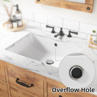 Lavabo encastré en céramique Garvee, rectangulaire, avec trop-plein, blanc brillant, 55 x 40 x 20 cm, salle de bain moderne