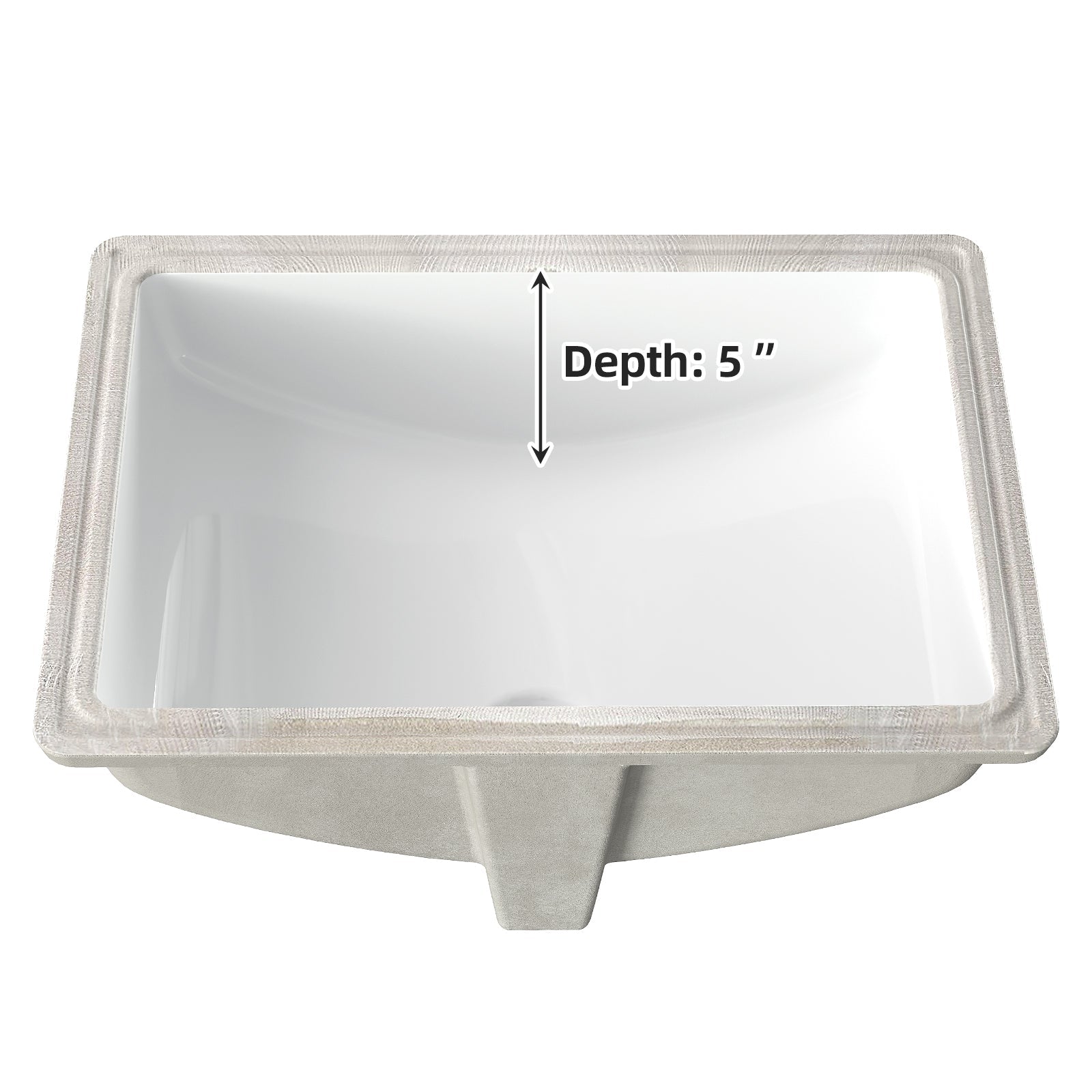Lavabo encastré en céramique Garvee, rectangulaire, avec trop-plein, blanc brillant, 55 x 40 x 20 cm, salle de bain moderne