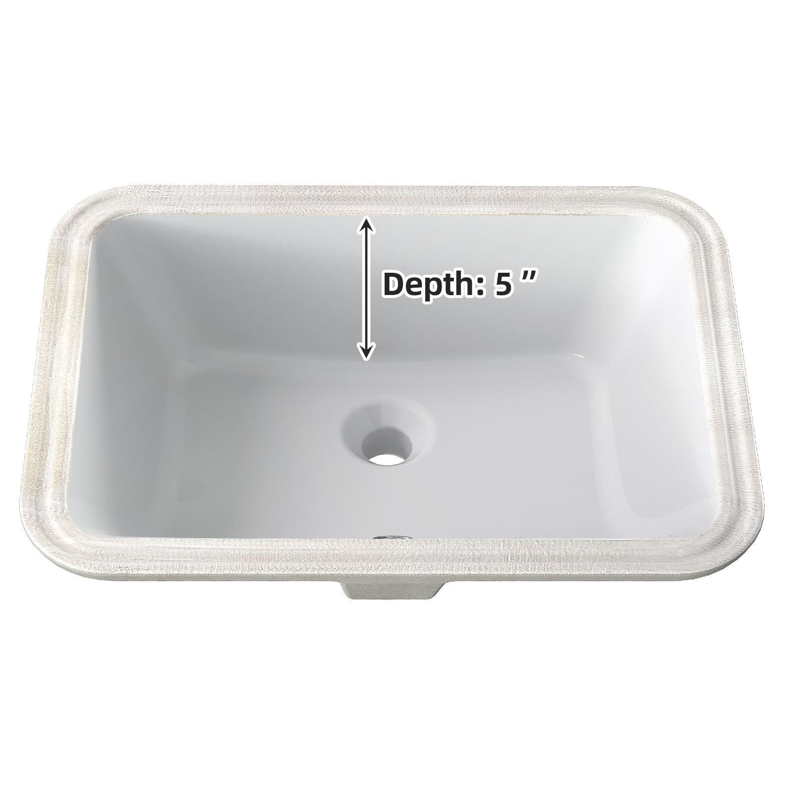 Lavabo encastré en céramique Garvee, rectangulaire, blanc brillant, 51,4 x 38,5 x 20 cm, salle de bain moderne