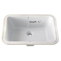 Lavabo encastré en céramique Garvee, rectangulaire, blanc brillant, 51,4 x 38,5 x 20 cm, salle de bain moderne