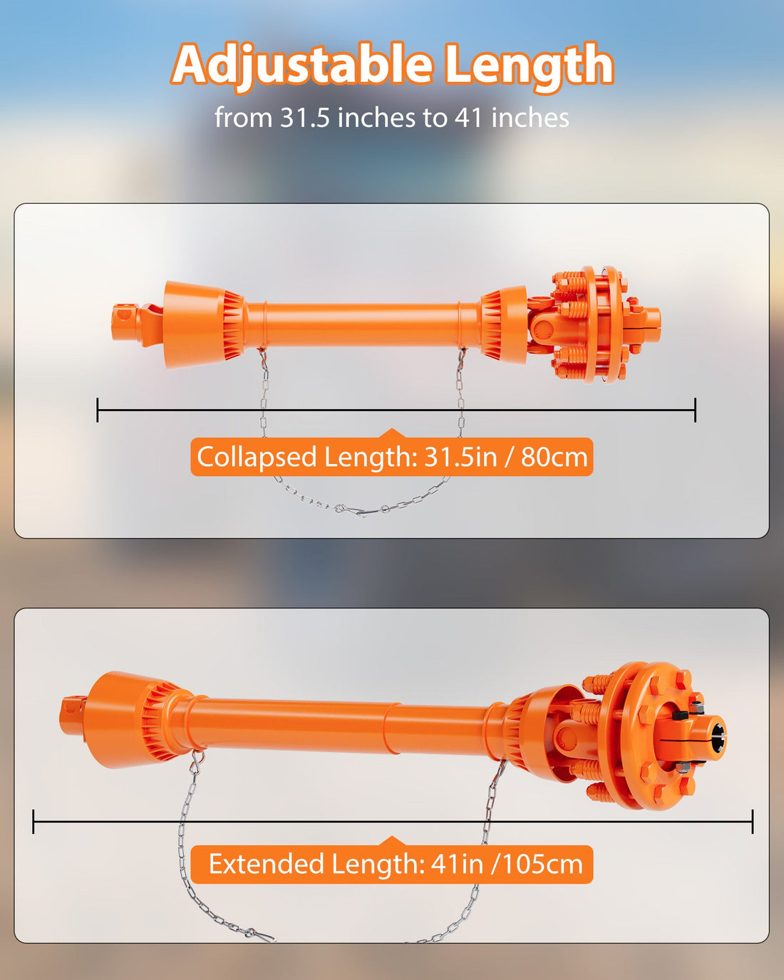 Garvee Arbre de transmission de prise de force 1-9,5 mm 6 cannelures avec embrayage à friction pour débroussailleuse et tondeuse, télescopique 109