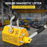 Lève-acier magnétique Garvee, capacité de levage de 400 kg (880 lb), avec poignée en caoutchouc, pour plaques et barres d'acier rondes à usage industriel.