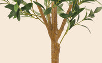 Garvee Olivier artificiel 150 cm en polyester et bois, pot avec mousse décorative, plante verte réaliste pour salon, bureau et décoration intérieure