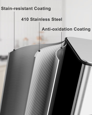 Garvee Poubelle Triple en Acier Inox 61 L avec Couvercles Séparés et Pédales, Bac de Tri Recyclage pour Cuisine et Salon