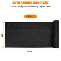 Garvee Toile de Paillage Anti-Mauvaises Herbes 1,98 x 91,44 m, Polypropylène Résistant, Géotextile pour Jardin et Aménagement Paysager, Noir