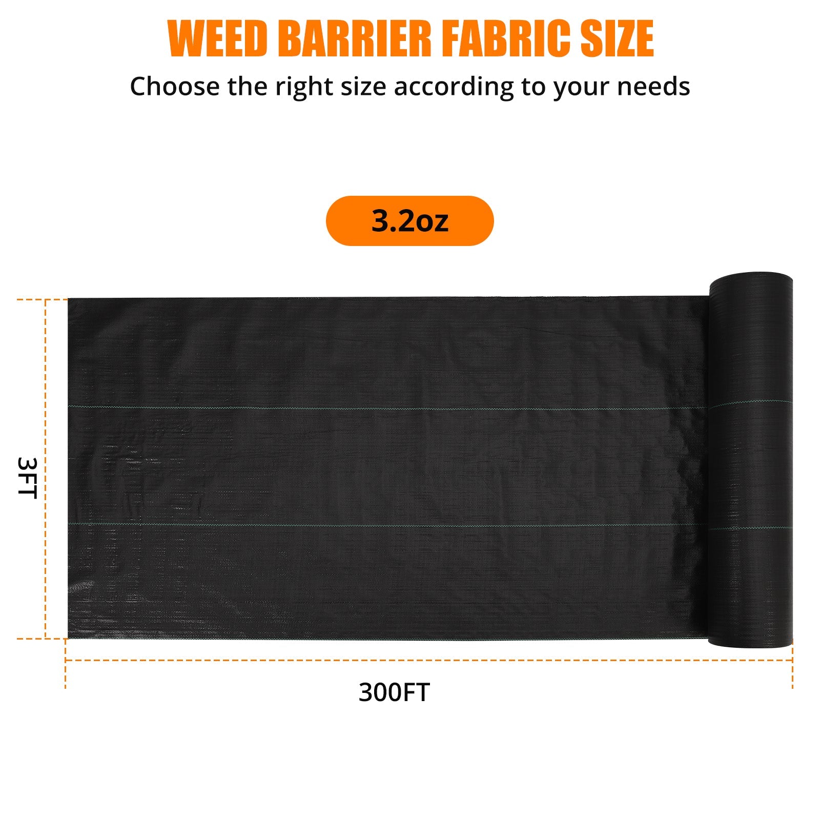 Garvee Toile de Paillage Anti-Mauvaises Herbes 0,91 x 91,44 m, Polypropylène 90 g/m², Géotextile Résistant pour Jardin et Allées, Noir