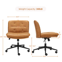 Chaise de bureau Garvee à jambes croisées avec roulettes, réglable en hauteur, assise large, revêtement en cuir PU noir, robuste, idéale pour le bureau à domicile et le gaming.