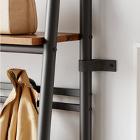 Garvee Porte-manteau simple 100 cm – Structure en métal aspect bois avec banc à chaussures et 5 à 10 crochets pour entrée et salon