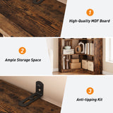 Garvee bibliothèque d'angle 5 niveaux 185 cm MDF résistant grande capacité design en l sécurité anti-basculement pour salon et chambre - Brun