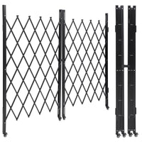 Portail métallique extensible Garvee, 2,2 m de large, portail de sécurité pliable avec roulettes pour chantiers, gares, écoles, garages, 216 x 216 cm, noir