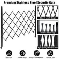 Portail métallique extensible Garvee, 2,2 m de large, portail de sécurité pliable avec roulettes pour chantiers, gares, écoles, garages, 216 x 216 cm, noir