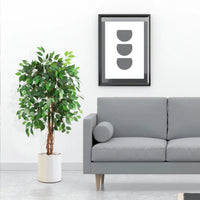 Ficus artificiel Garvee 120 cm, tronc en bois naturel, pot en plastique stable, vert, pour intérieur et extérieur.