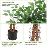Ficus artificiel Garvee 120 cm, tronc en bois naturel, pot en plastique stable, vert, pour intérieur et extérieur.
