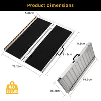 Garvee Rampe PMR pliable 91 cm en aluminium, capacité 363 kg, antidérapante et portable, pour fauteuil roulant, scooter, escaliers, seuils et portes