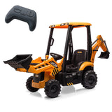 Garvee Tracteur Électrique pour Enfant 4-en-1 12 V avec Pelle, Fonction Excavatrice, Véhicule de Chantier pour Jeux en Plein Air, Jaune - Jaune
