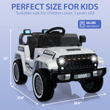 Garvee Voiture électrique enfant 12 V blanche, 2 moteurs de 35 W, télécommande parentale, 3 vitesses, LED, musique et ceinture, 3 à 8 ans - Blanc