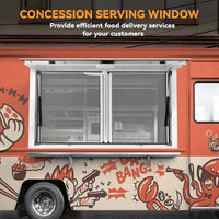 Vitrine de vente pour camion-restaurant Garvee, piliers de levage pneumatiques en aluminium de 48 x 36 pouces, double joint, usage extérieur