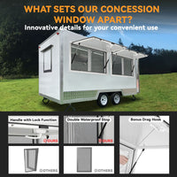 Vitrine de vente pour camion-restaurant Garvee, piliers de levage pneumatiques en aluminium de 48 x 36 pouces, double joint, usage extérieur