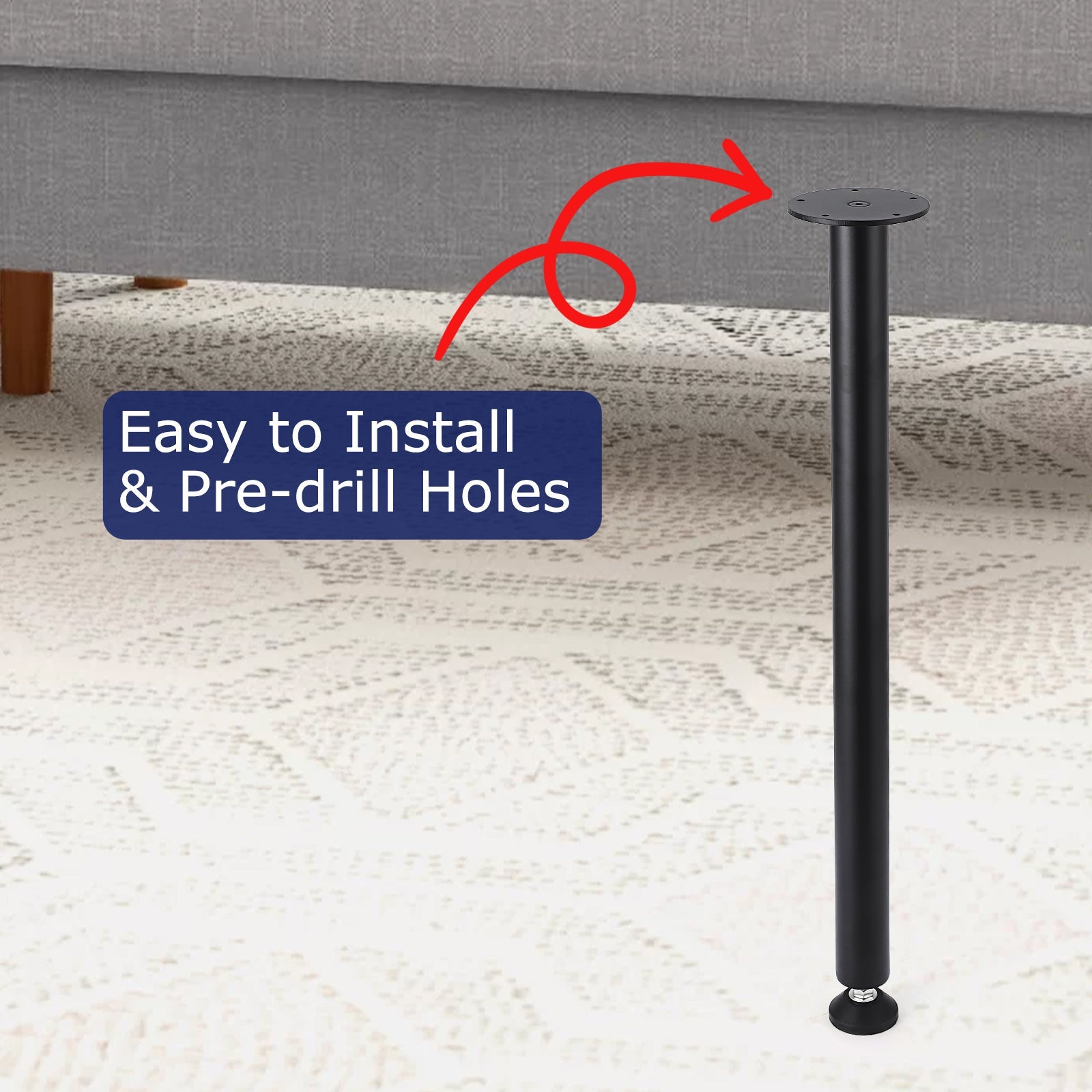 Pieds de table Garvee 71 cm (28 pouces) – Hauteur réglable, en métal, idéaux pour le bureau, la salle à manger et le mobilier moderne.