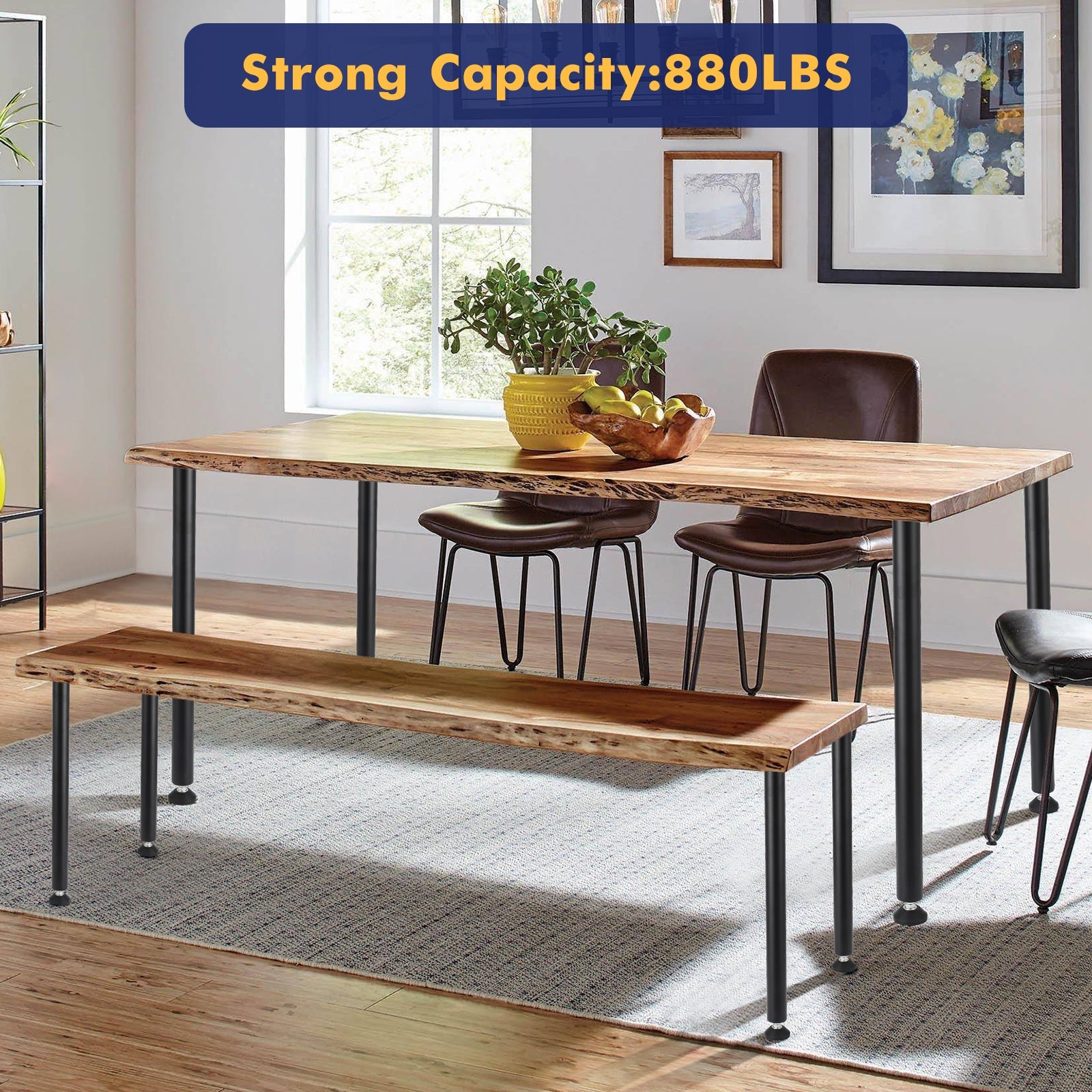 Pieds de table Garvee 71 cm (28 pouces) – Hauteur réglable, en métal, idéaux pour le bureau, la salle à manger et le mobilier moderne.