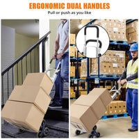 Chariot à main Garvee, capacité 295 kg, en aluminium léger et robuste, avec roulettes triangulaires pour escaliers et poignées réglables, idéal pour le rangement et les courses.