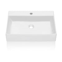 Lavabo de salle de bain Garvee, rectangulaire, en céramique blanche, 61 x 45 x 13 cm, pour salle de bain et toilettes invités, moderne, résistant aux rayures, émaillé